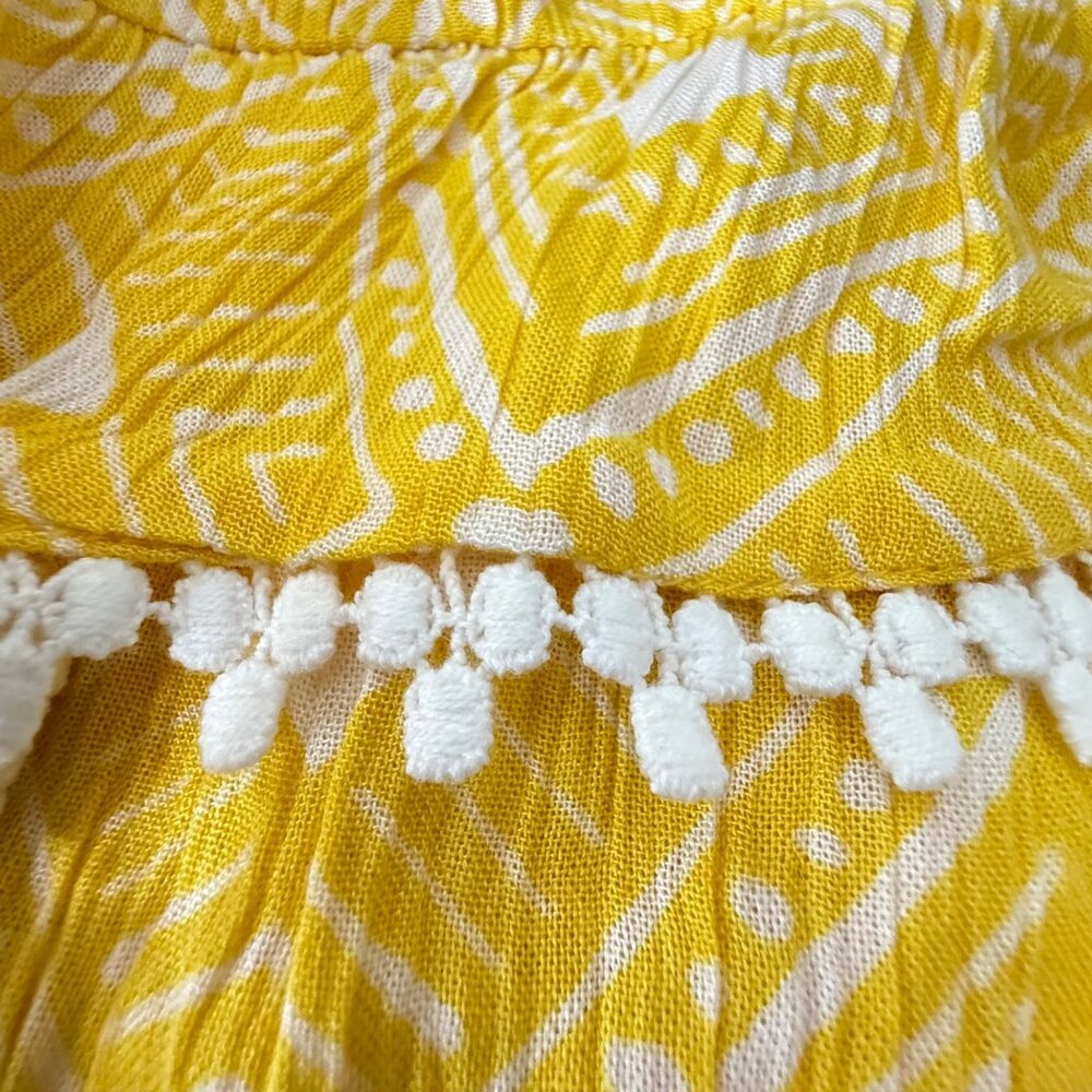 Yellow Smocked 2-Piece Skirt Set With Lace Trim By Band Of The Free, Size S - Picture 7 of 8